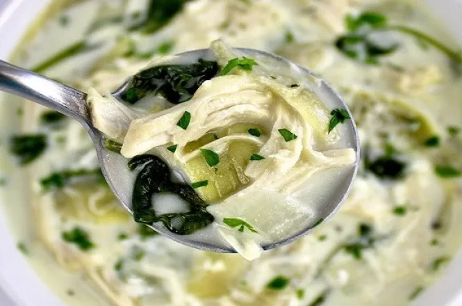 Spinach & Artichoke Chicken Soup